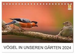 Vögel in unseren Gärten 2024 (Tischkalender 2024 DIN A5 quer), CALVENDO Monatskalender