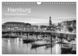 Hamburg monochrome Impressionen (Wandkalender 2024 DIN A4 quer), CALVENDO Monatskalender