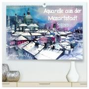 Aquarelle aus der Mozartstadt Salzburg (hochwertiger Premium Wandkalender 2024 DIN A2 quer), Kunstdruck in Hochglanz