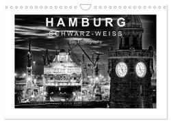 Hamburg in schwarz-weiss (Wandkalender 2024 DIN A4 quer), CALVENDO Monatskalender