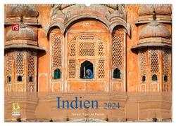 Indien 2024 Tempel, Tiger und Paläste (Wandkalender 2024 DIN A2 quer), CALVENDO Monatskalender