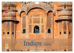Indien 2024 Tempel, Tiger und Paläste (Wandkalender 2024 DIN A4 quer), CALVENDO Monatskalender
