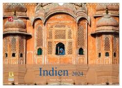 Indien 2024 Tempel, Tiger und Paläste (Wandkalender 2024 DIN A3 quer), CALVENDO Monatskalender