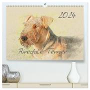 Airedale Terrier 2024 (hochwertiger Premium Wandkalender 2024 DIN A2 quer), Kunstdruck in Hochglanz