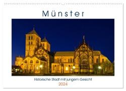 Münster - Historische Stadt mit jungem Gesicht (Wandkalender 2024 DIN A2 quer), CALVENDO Monatskalender