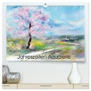 Jahreszeiten Aquarelle (hochwertiger Premium Wandkalender 2024 DIN A2 quer), Kunstdruck in Hochglanz