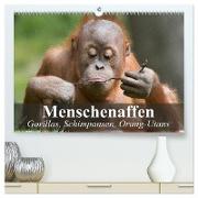 Menschenaffen. Gorillas, Schimpansen, Orang-Utans (hochwertiger Premium Wandkalender 2024 DIN A2 quer), Kunstdruck in Hochglanz
