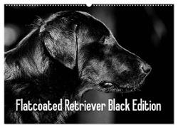 Flatcoated Retriever Black Edition (Wandkalender 2024 DIN A2 quer), CALVENDO Monatskalender