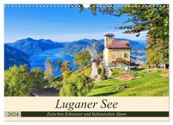 Luganer See - Zwischen Schweizer und Italienischen Alpen (Wandkalender 2024 DIN A3 quer), CALVENDO Monatskalender