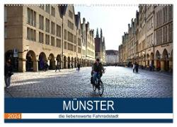 Münster - die liebenswerte Fahrradstadt (Wandkalender 2024 DIN A2 quer), CALVENDO Monatskalender