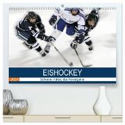 Eishockey! Schneller, härter, das Powergame! (hochwertiger Premium Wandkalender 2024 DIN A2 quer), Kunstdruck in Hochglanz