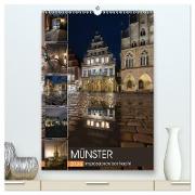 Münster - Impressionen bei Nacht (hochwertiger Premium Wandkalender 2024 DIN A2 hoch), Kunstdruck in Hochglanz