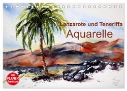 Lanzarote und Teneriffa - Aquarelle (Tischkalender 2024 DIN A5 quer), CALVENDO Monatskalender