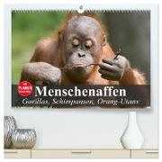 Menschenaffen. Gorillas, Schimpansen, Orang-Utans (hochwertiger Premium Wandkalender 2024 DIN A2 quer), Kunstdruck in Hochglanz