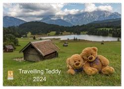 Travelling Teddy 2024 (Wandkalender 2024 DIN A2 quer), CALVENDO Monatskalender