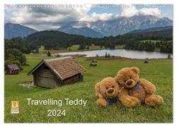 Travelling Teddy 2024 (Wandkalender 2024 DIN A3 quer), CALVENDO Monatskalender