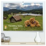 Travelling Teddy 2024 (hochwertiger Premium Wandkalender 2024 DIN A2 quer), Kunstdruck in Hochglanz