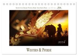 Western und Pferde (Tischkalender 2024 DIN A5 quer), CALVENDO Monatskalender
