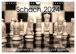 Schach 2024. Impressionen von Figuren und Spielen (Wandkalender 2024 DIN A4 quer), CALVENDO Monatskalender