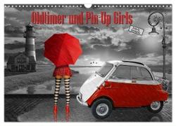 Oldtimer und Pin-Up Girls by Mausopardia (Wandkalender 2024 DIN A3 quer), CALVENDO Monatskalender