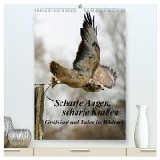 Scharfe Krallen, scharfe Augen, Greifvögel und Eulen im Wildpark (hochwertiger Premium Wandkalender 2024 DIN A2 hoch), Kunstdruck in Hochglanz