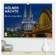 Kölner Nächte. Rund um den Dom. (hochwertiger Premium Wandkalender 2024 DIN A2 quer), Kunstdruck in Hochglanz
