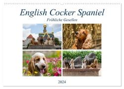 English Cocker Spaniel - Fröhliche Gesellen (Wandkalender 2024 DIN A2 quer), CALVENDO Monatskalender