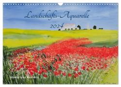 Landschafts-Aquarelle 2024 Roswita Ilona Baumann (Wandkalender 2024 DIN A3 quer), CALVENDO Monatskalender