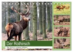 Der Rothirsch - Der König in unseren Wäldern (Tischkalender 2024 DIN A5 quer), CALVENDO Monatskalender