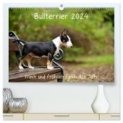 Bullterrier 2024 Frech und fröhlich durch das Jahr (hochwertiger Premium Wandkalender 2024 DIN A2 quer), Kunstdruck in Hochglanz