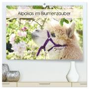 Alpakas im Blumenzauber (hochwertiger Premium Wandkalender 2024 DIN A2 quer), Kunstdruck in Hochglanz