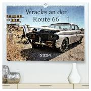 Wracks an der Route 66 (hochwertiger Premium Wandkalender 2024 DIN A2 quer), Kunstdruck in Hochglanz