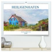 Heiligenhafen in Aquarell (hochwertiger Premium Wandkalender 2024 DIN A2 quer), Kunstdruck in Hochglanz