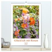 Glücklich mit Rosen (hochwertiger Premium Wandkalender 2024 DIN A2 hoch), Kunstdruck in Hochglanz
