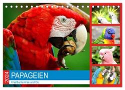 Papageien. Knallbunte Aras und Co. (Tischkalender 2024 DIN A5 quer), CALVENDO Monatskalender