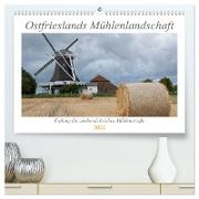 Ostfriesische Mühlenlandschaft (hochwertiger Premium Wandkalender 2024 DIN A2 quer), Kunstdruck in Hochglanz