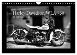 Harley Davidson WLA 750 in Schwarzweiss (Wandkalender 2024 DIN A4 quer), CALVENDO Monatskalender