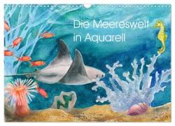 Die Meereswelt in Aquarell (Wandkalender 2024 DIN A3 quer), CALVENDO Monatskalender