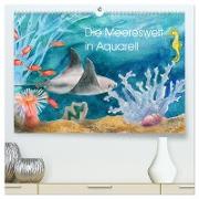 Die Meereswelt in Aquarell (hochwertiger Premium Wandkalender 2024 DIN A2 quer), Kunstdruck in Hochglanz
