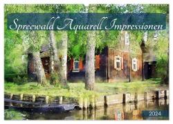 Spreewald Aquarell Impressionen (Wandkalender 2024 DIN A2 quer), CALVENDO Monatskalender