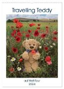 Travelling Teddy auf Welt-Tour (Wandkalender 2024 DIN A2 hoch), CALVENDO Monatskalender