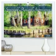 Spreewald Aquarell Impressionen (hochwertiger Premium Wandkalender 2024 DIN A2 quer), Kunstdruck in Hochglanz