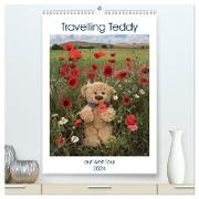 Travelling Teddy auf Welt-Tour (hochwertiger Premium Wandkalender 2024 DIN A2 hoch), Kunstdruck in Hochglanz