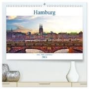 Hamburg sehen, fühlen und lieben (hochwertiger Premium Wandkalender 2024 DIN A2 quer), Kunstdruck in Hochglanz