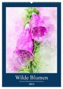 Wilde Blumen - Illustrierter Blütenzauber der Pflanzenwelt (Wandkalender 2024 DIN A2 hoch), CALVENDO Monatskalender
