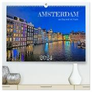 Amsterdam am Tag und bei Nacht (hochwertiger Premium Wandkalender 2024 DIN A2 quer), Kunstdruck in Hochglanz