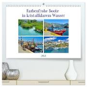 Farbenfrohe Boote in kristallklarem Wasser (hochwertiger Premium Wandkalender 2024 DIN A2 quer), Kunstdruck in Hochglanz