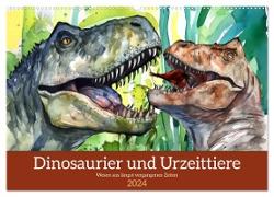 Dinosaurier und Urzeittiere - Wesen aus längst vergangenen Zeiten (Wandkalender 2024 DIN A2 quer), CALVENDO Monatskalender