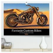 Fantasie Custom Bikes - Eine Hommage rund um den Globus (hochwertiger Premium Wandkalender 2024 DIN A2 quer), Kunstdruck in Hochglanz