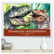 Dinosaurier und Urzeittiere - Wesen aus längst vergangenen Zeiten (hochwertiger Premium Wandkalender 2024 DIN A2 quer), Kunstdruck in Hochglanz